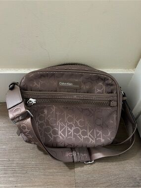 Calvin Klein Taupe Monogram Messenger Bag